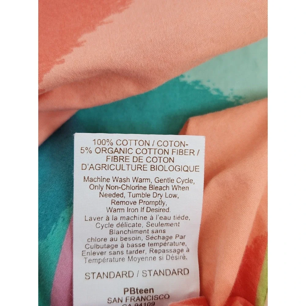 PBteen Pillow Sham Standard Pink Multi Color Stripe Chevron Boho Dorm Decor